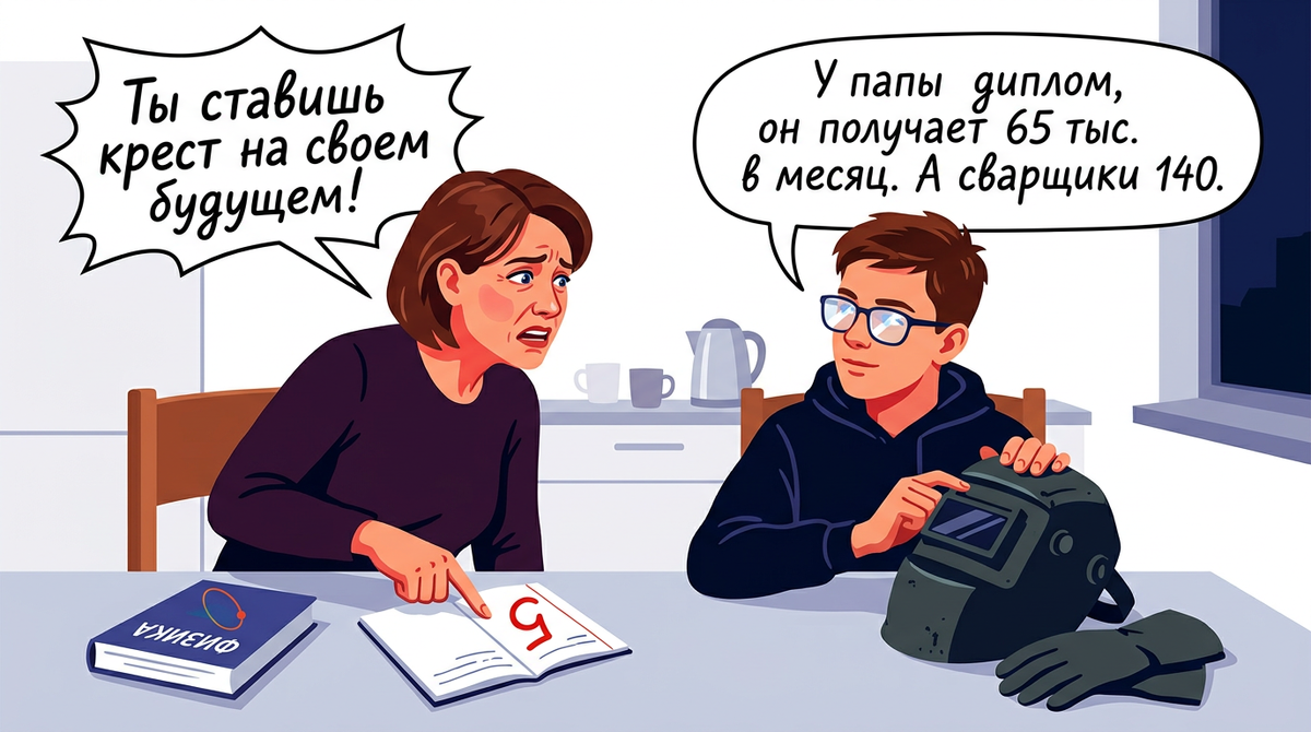 «Зачем мне вуз, если папа с дипломом получает 65 тысяч?» — сын после 9 класса отказывается идти в 10 класс и получить высшее образование