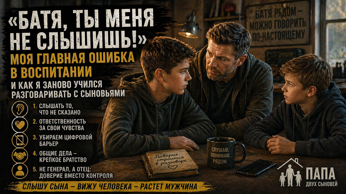 «Батя, ты меня не слышишь!»: Моя главная ошибка в воспитании и как я заново учился разговаривать с сыновьями