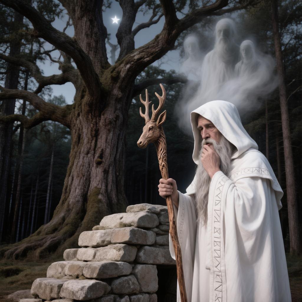 «Вещий шепот. Художник – воображение. Волхв обращается к силам природы задолго до прихода христианства – здесь рождались первые заговоры.»