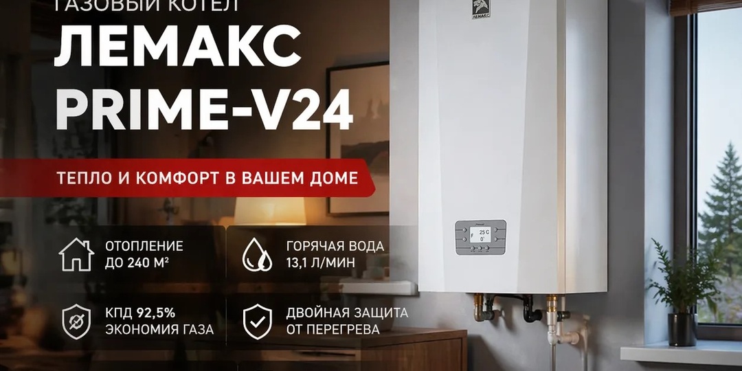 Газовый котёл Лемакс PRIME‑V24: тепло и комфорт в вашем доме — без лишних хлопот!