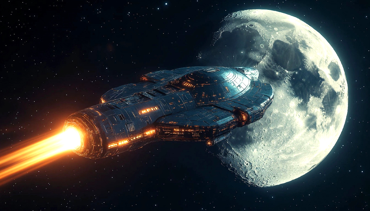 Он отправился на спутник Земли на звездолёте!