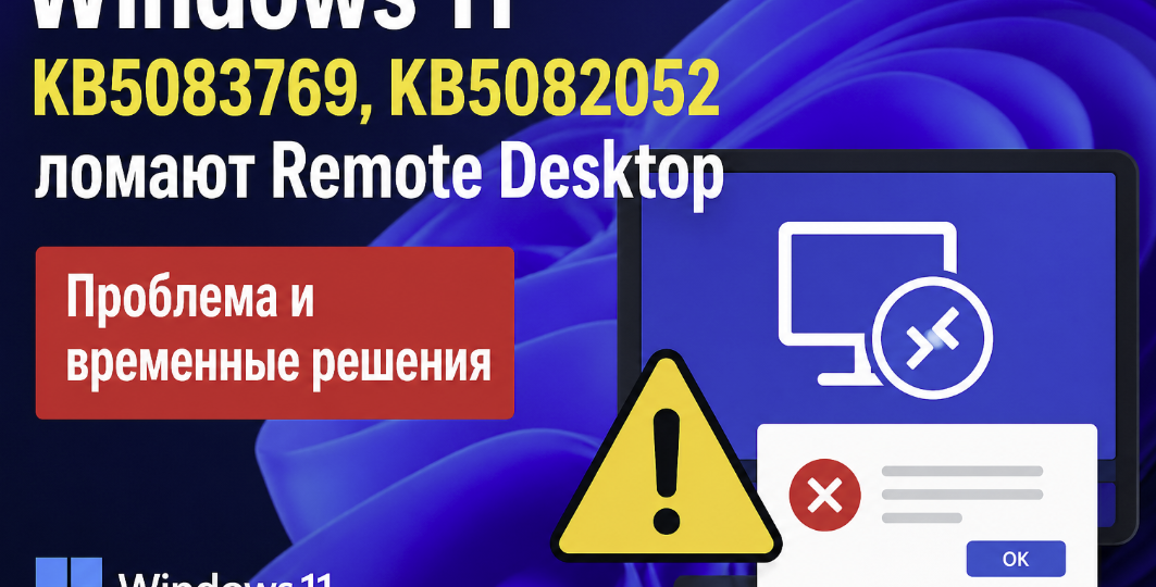 Windows 11: обновления KB5083769 и KB5082052 ломают Remote Desktop