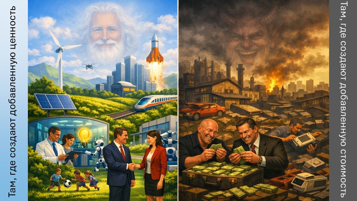 Притча о двух островах, на одном их которых создавали ценность, а на другом - стоимость