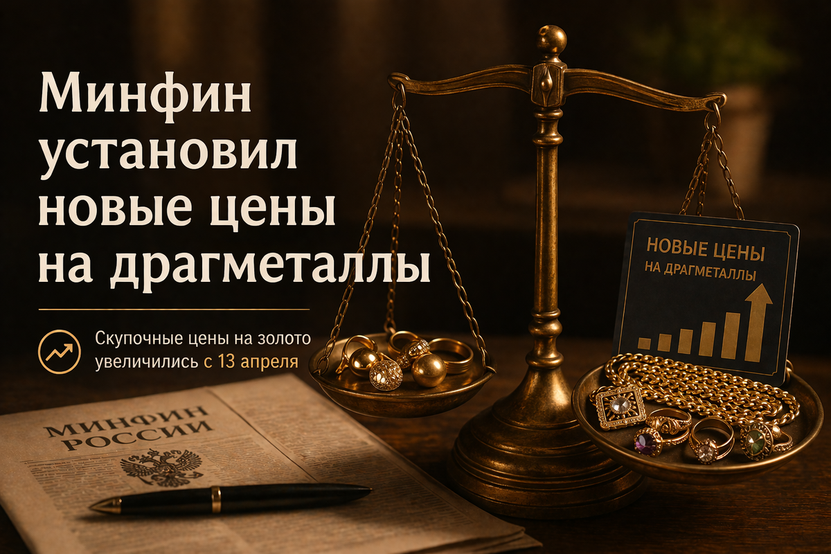 Минфин установил новые цены на драгметаллы. Скупочные цены на золото увеличились с 13 апреля