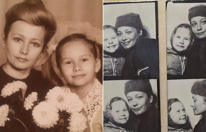 Елена Корикова в детстве с мамой.