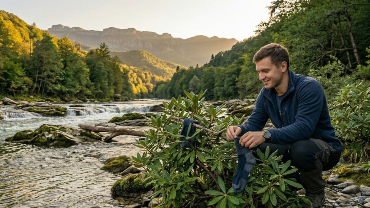 Я аккуратно расправил носки, разложил их по разным веткам для лучшей вентиляции и отправился в лагерь ужинать.