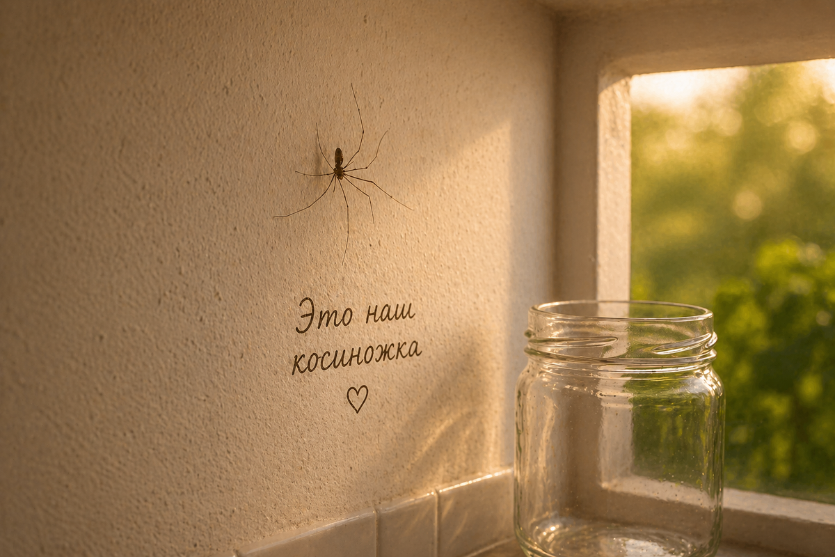 Паук на фото настоящий, фон и картинка немного доработаны с помощью ИИ.