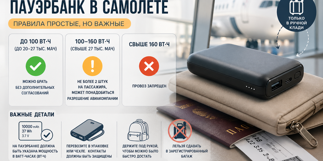 Как сейчас провозить пауэрбанк в самолёте и не нарваться на лишние вопросы
