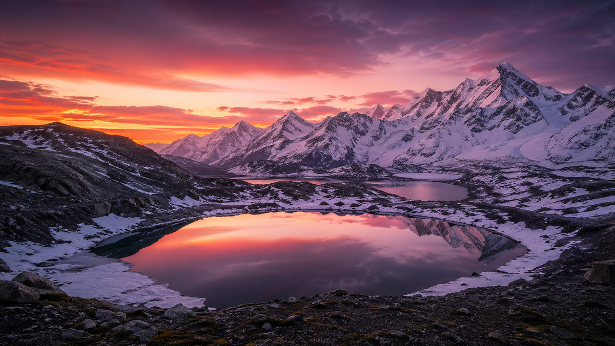 Высокогорные озера в Гималаях полностью испарились за одну ночь оставив на дне идеально ровные концентрические круги неизвестной природы