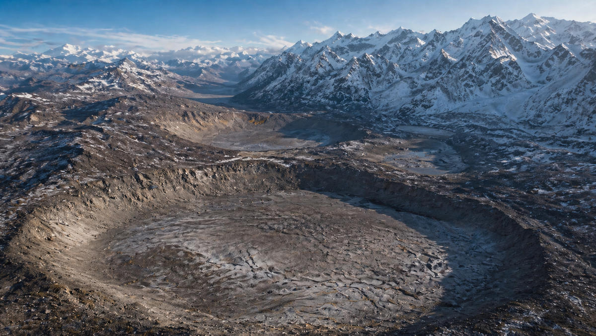 Высокогорные озера в Гималаях полностью испарились за одну ночь оставив на дне идеально ровные концентрические круги неизвестной природы