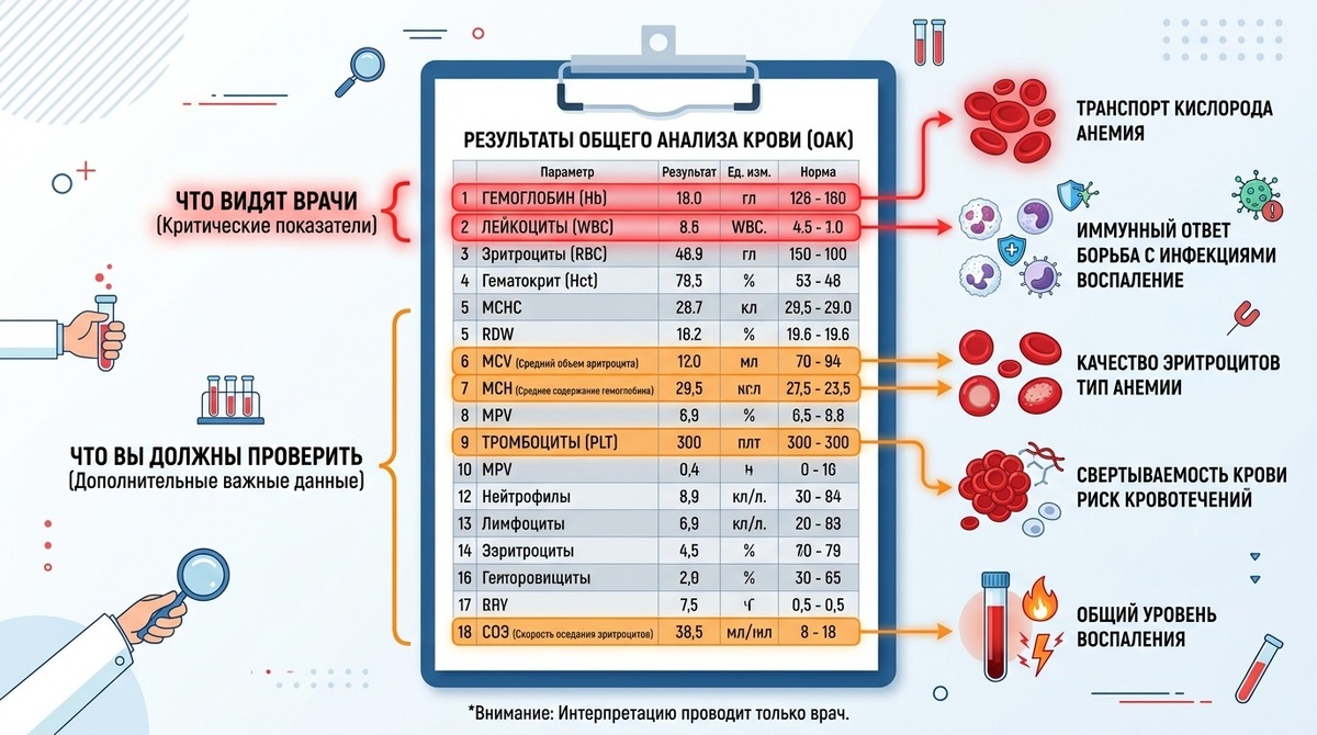 «Гемоглобин нормальный, значит, всё хорошо».
Иногда как раз не всё хорошо, просто организм ещё держится.