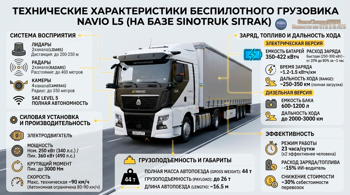 Технические параметры Navio L5. Инфографика: GameChannel9898 (на основе данных разработчика).