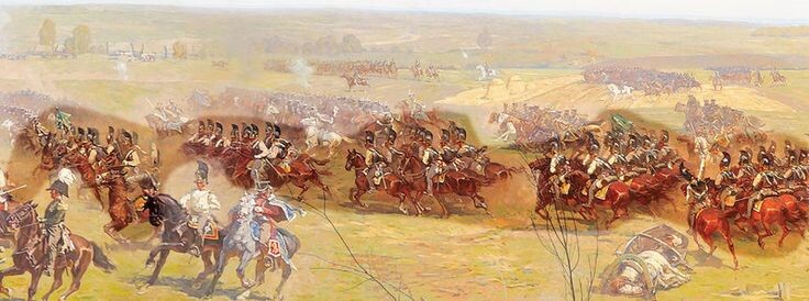 Астраханский кирасирский полк на Бородинском поле. Фрагмент панорамы Рубо "Бородинская битва". "Полк Астраханский кирасирский". Ссылка: https://de.pinterest.com/pin/557461260120717733/ Для справки: Подлинные события, реконструированные в наше время историком А.И. Поповым, нашли на холсте только слабое отражение. Саксонские полки Гар-дю-Кор и Цастрова сначала атаковали русскую пехоту (вероятно, это были остатки 27-й пехотной дивизии, построенные в каре) севернее деревни Семёновское, затем столкнулись с русскими драгунами и кирасирами (возможно, это был Орденский кирасирский полк). Наконец, после этого на фланге у саксонцев появились русские кирасирские Его и Ее Величеств и Астраханский полки, а также Киевский и Новороссийский драгунские, а чуть позже и гусарский полк (возможно, Ахтырский). Ссылка: https://www.vokrugsveta.ru/vs/article/7843/?ysclid=mo5lhw5sdd273542808 Можно также рассмотреть зеленый Штандарт эскадронный Астраханского кирасирского полка образца 1811 г. на древке с навершием. На штофном полотнище зеленого цвета изображен двуглавый орел. Ссылка: https://goskatalog.ru/portal/#/collections?id=7844004 и https://dzen.ru/a/aWpzdOuZpzaQ2eMw Для справки: 12.10.1811 — генерал-майором Бороздиным 2-м в м. Усвяты Велижского уезда Витебской губернии из офицеров и нижних чинов, отделённых от лейб-кирасирского Его Величества, лейб-кирасирского Её Величества, Екатеринославского кирасирского, Рижского, Казанского, Ямбургского, Нежинского, Псковского, Московского, Финляндского и Митавского драгунских, Гродненского, Елисаветградского и Изюмского гусарских полков сформирован Астраханский кирасирский полк в составе 5-ти эскадронов (ПСЗ, XXXI, 24808). Ссылка: https://ru.wikipedia.org/wiki/Астраханский_8-й_драгунский_полк 12 октября 2026 года исполняется 215 лет со дня сформирования Астраханского кирасирского полка.