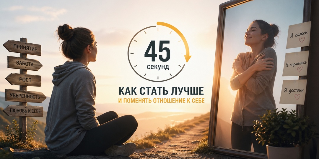 Потрать всего 45 секунд, чтобы узнать, как стать лучше и поменять отношение к себе