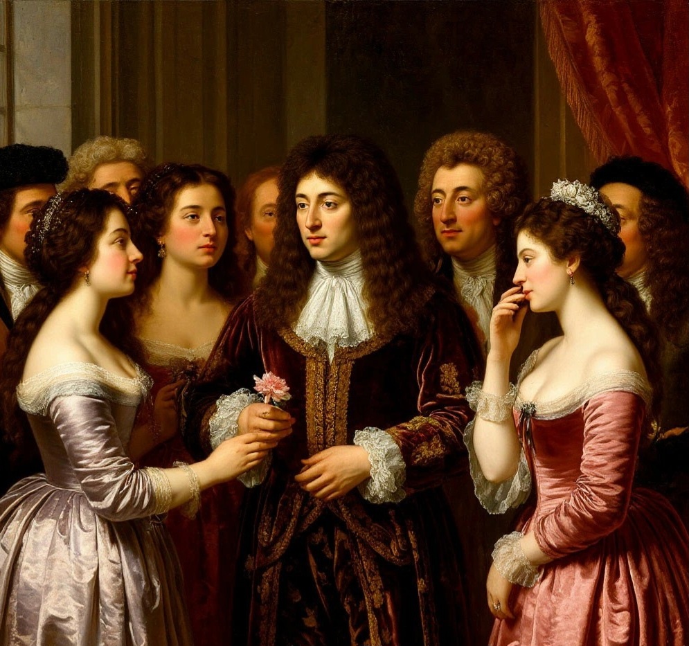 Король Людовик XIV в роскошном дворце Версаль, XVII, атмосфера старой Европы