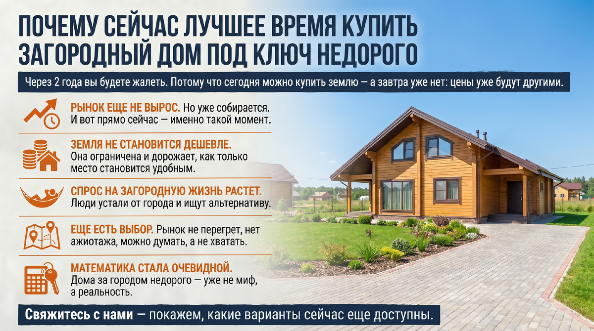 Почему сейчас лучшее время купить загородный дом под ключ недорого