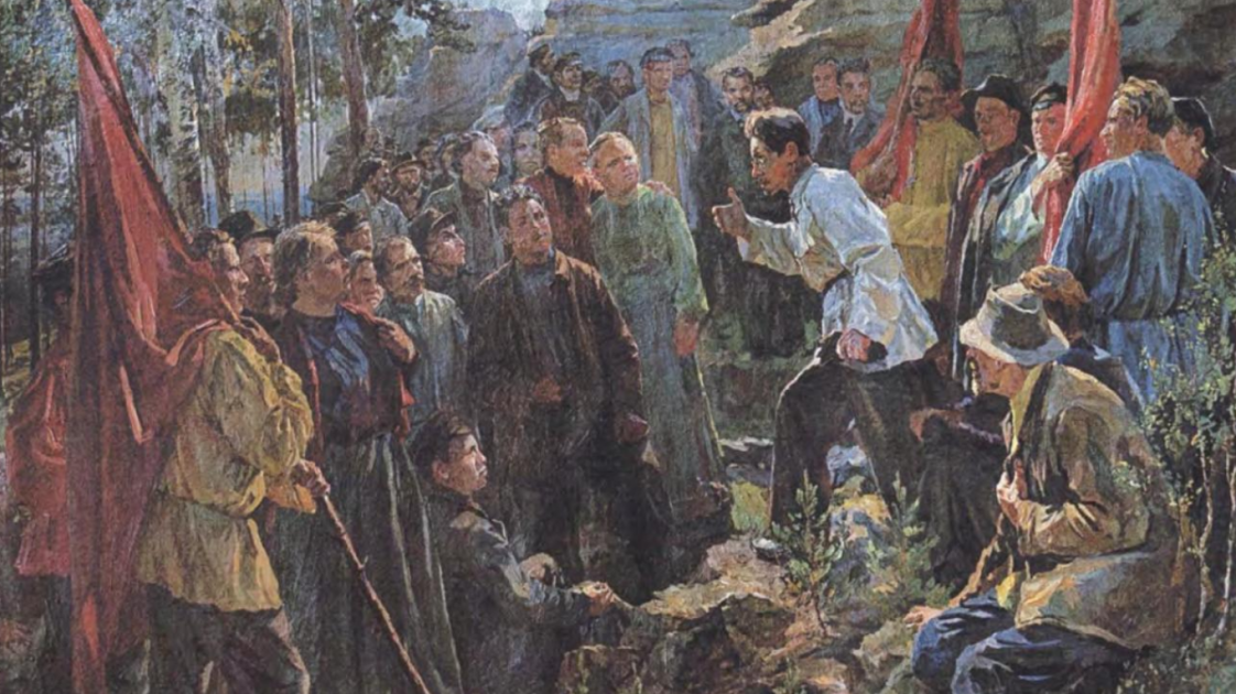«Маевка брусневской организации на Волковом кладбище в Петербурге в 1892 г.» Художние Михаила Янкова