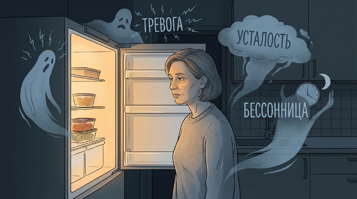 Пару кусочков сыра, ложка салата, хлеб, потом ещё что-то «по мелочи» — и через десять минут на кухне стояла уже не голодная женщина, а человек с тяжёлым чувством вины.