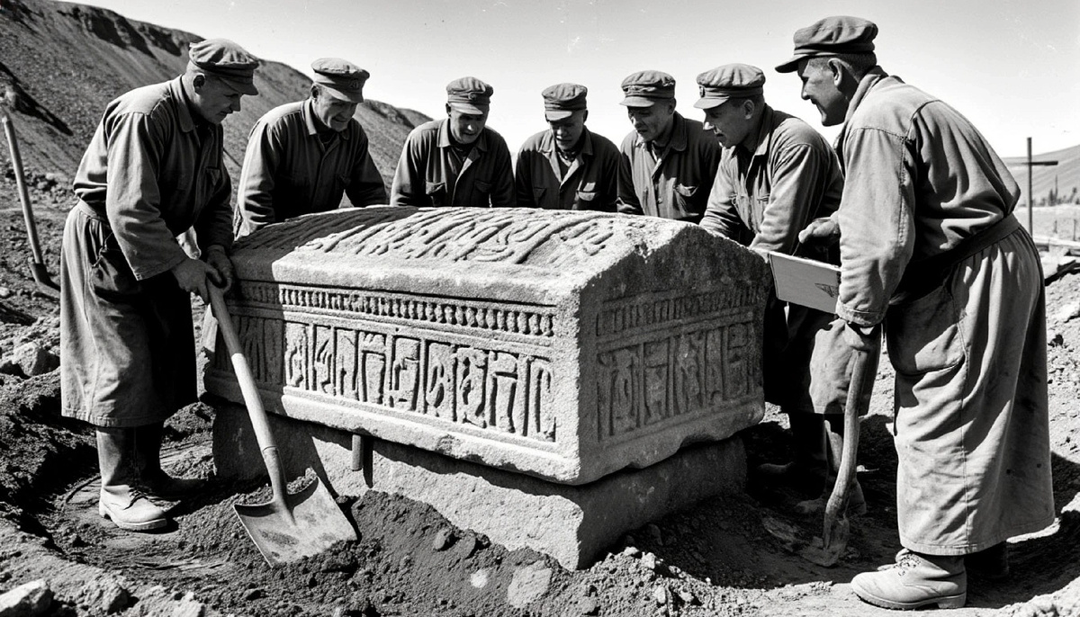 Откопали нечто, похожее на саркофаг.