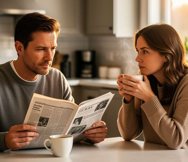 «Ну. Вот мы сидим. Завтракаем. Я с газетой, ты с кофе. Завтра то же самое. И послезавтра». Он пожал плечами. - «Я не жалуюсь. Просто думаю».