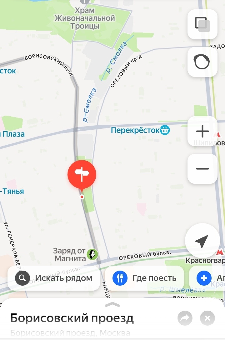 Борисовский проезд на карте современной Москвы. Отсюда: ,,Яндекс.Карты" . Пролистайте вниз для того, чтобы увидеть следующие картинки.