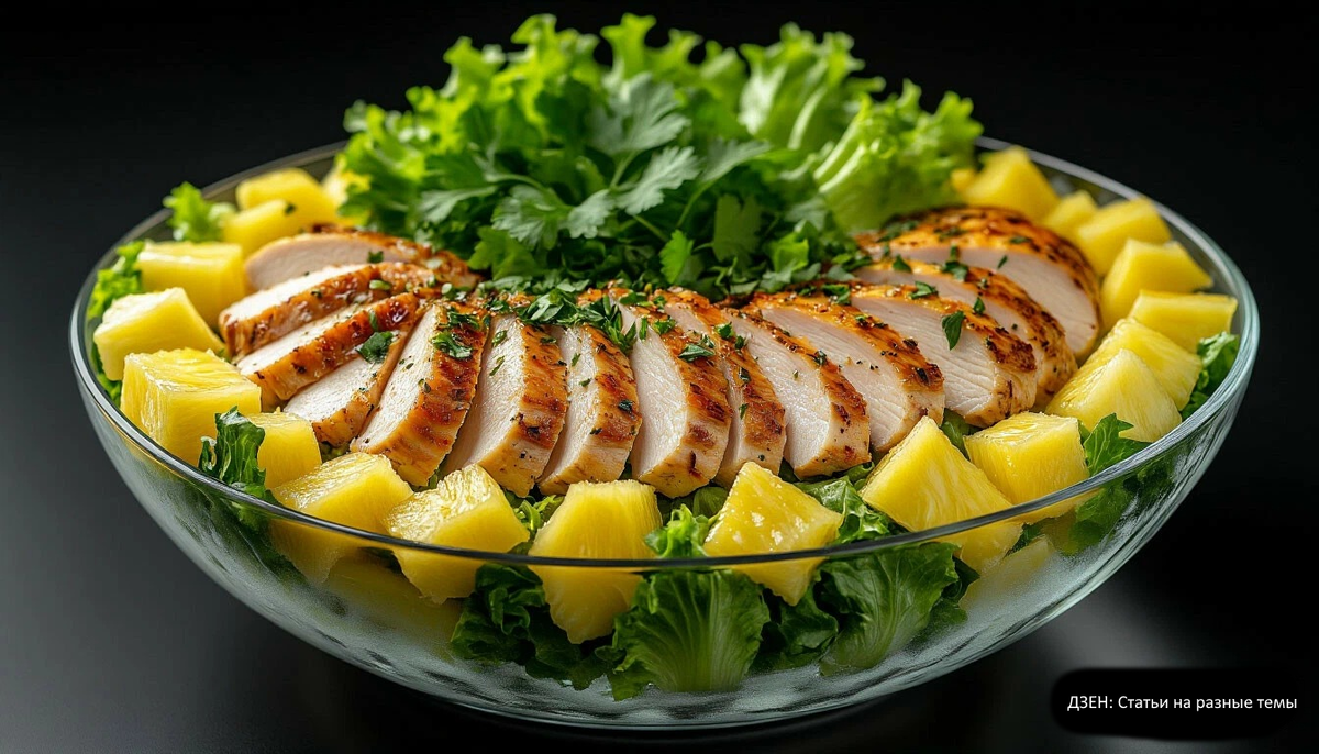 Салат с ананасом и курицей