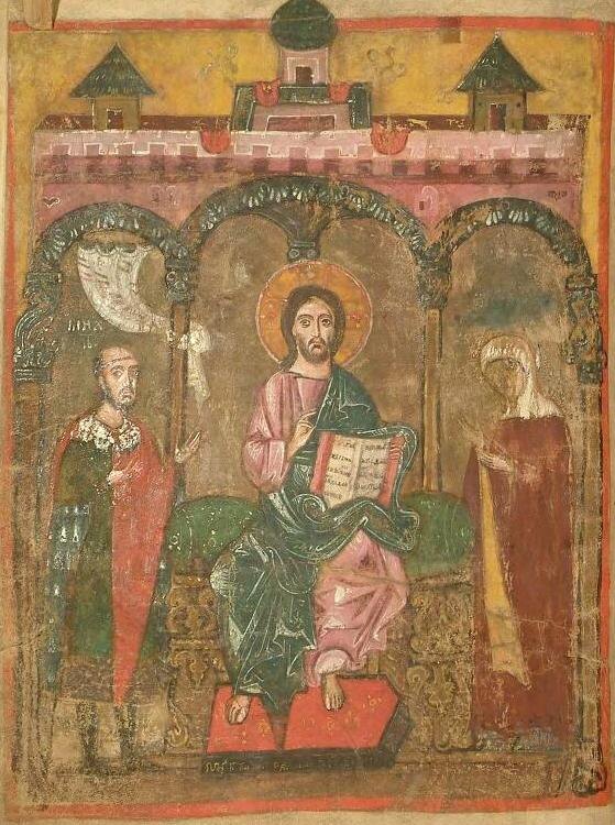 Христос, Михаил князь тверской и его жена Оксиния. РГБ Ф. 173 I № 100. 