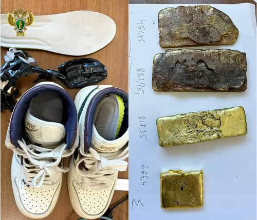 Так выглядят китайские кроссовки с золотыми российскими стельками / фото: Восточно-Сибирская транспортная прокуратура