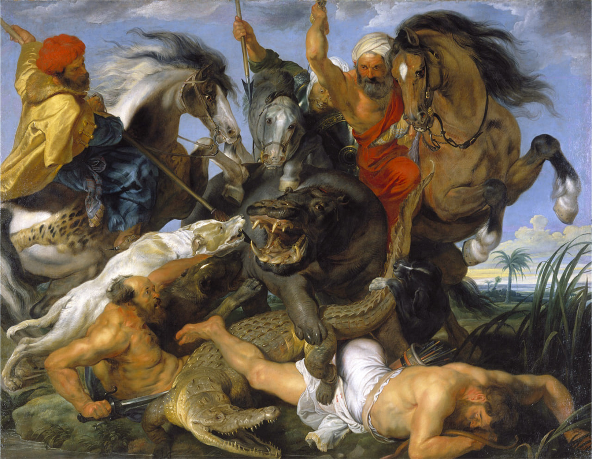 Питер Пауль Рубенс – «Охота на бегемота и крокодила», 1616