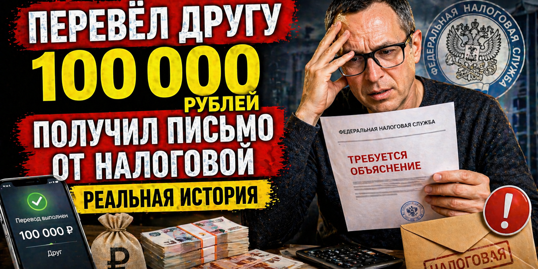 Перевёл другу 100 тысяч рублей — пришло письмо от налоговой. Что делать?