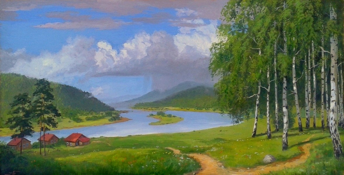 Уходящие дожди над долиной. Источник изображения : vk.com›alexbolotov_paintings