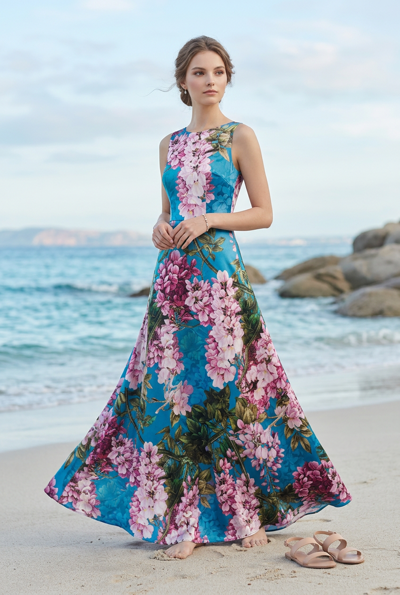 Длиннтое шелковое платье