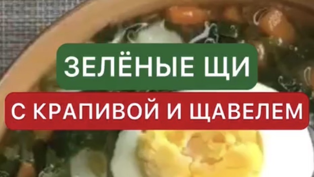 Зелёные щи с крапивой и щавелем.
