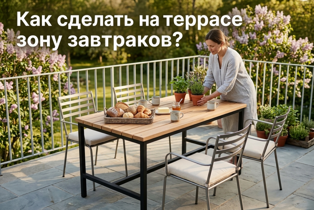    Пример обустройства идеального места для утреннего кофе на свежем воздухе. GROSTAT