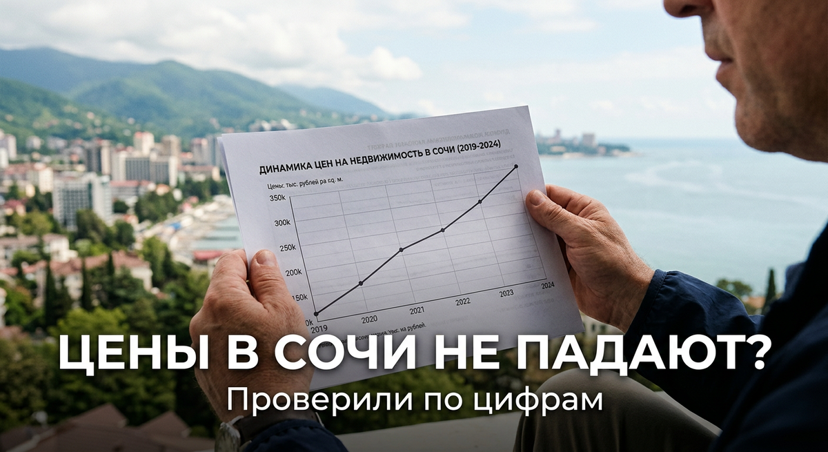 За три года сочинский рынок дважды замирал и однажды проседал — вот данные, которые не попадают в презентации застройщиков. Разбираем миф «цены в Сочи всегда растут» на реальных цифрах и объясняем, когда он работает, а когда превращается в дорогостоящую иллюзию.