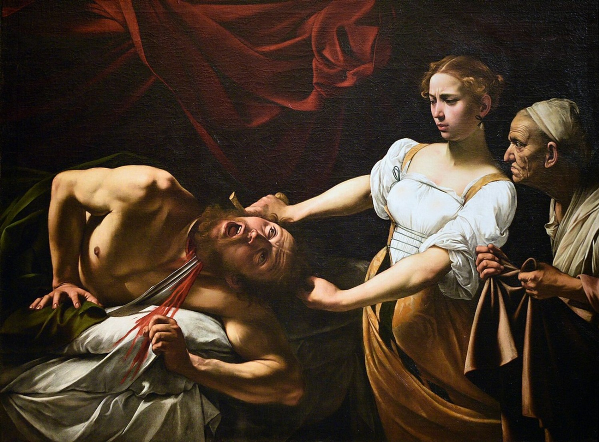 Художник: Караваджо. "Юдифь и Олоферн" (Giuditta e Oloferne). 1599 г. Холст, масло. 145 × 195 см. Палаццо Барберини, Рим