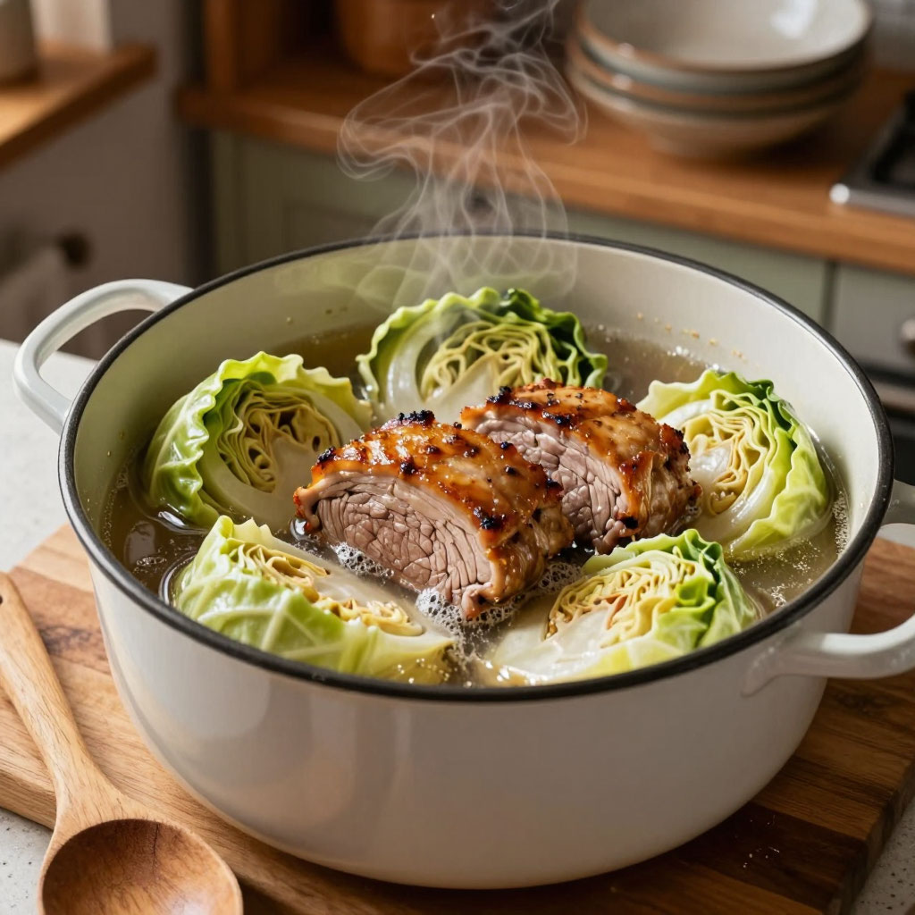 Простые щи на мясном бульоне с капустой, картофелем, морковью и томатом, с долей кислоты от томатной пасты или помидоров