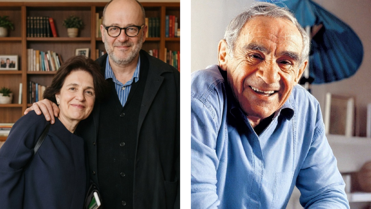 Денис с женой Екатериной, справа Зиновий Гердт