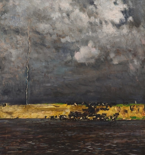 Абакумов. Гроза над Окой. 1999. Холст, масло. 105х100.