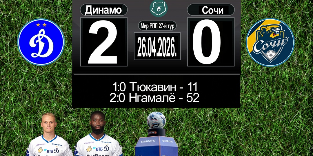 «Динамо» уверенно обыгрывает «Сочи»
