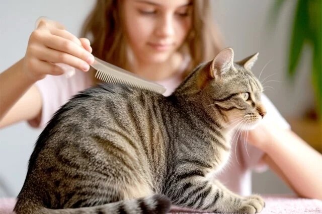    Короткошёрстные кошки тоже нуждаются в регулярном вычёсывании.
