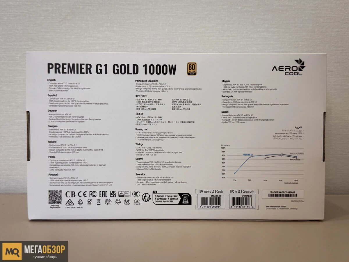    Обзор и тесты AeroCool PREMIER G1 1000. Мощный блок питания с 80 Plus Gold MegaObzor.com