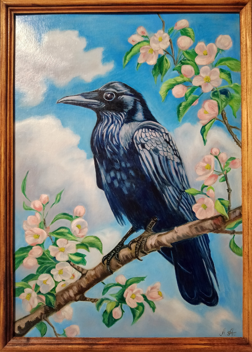 Картина «Ворон». Картон/масло. 29,5х42 см. 