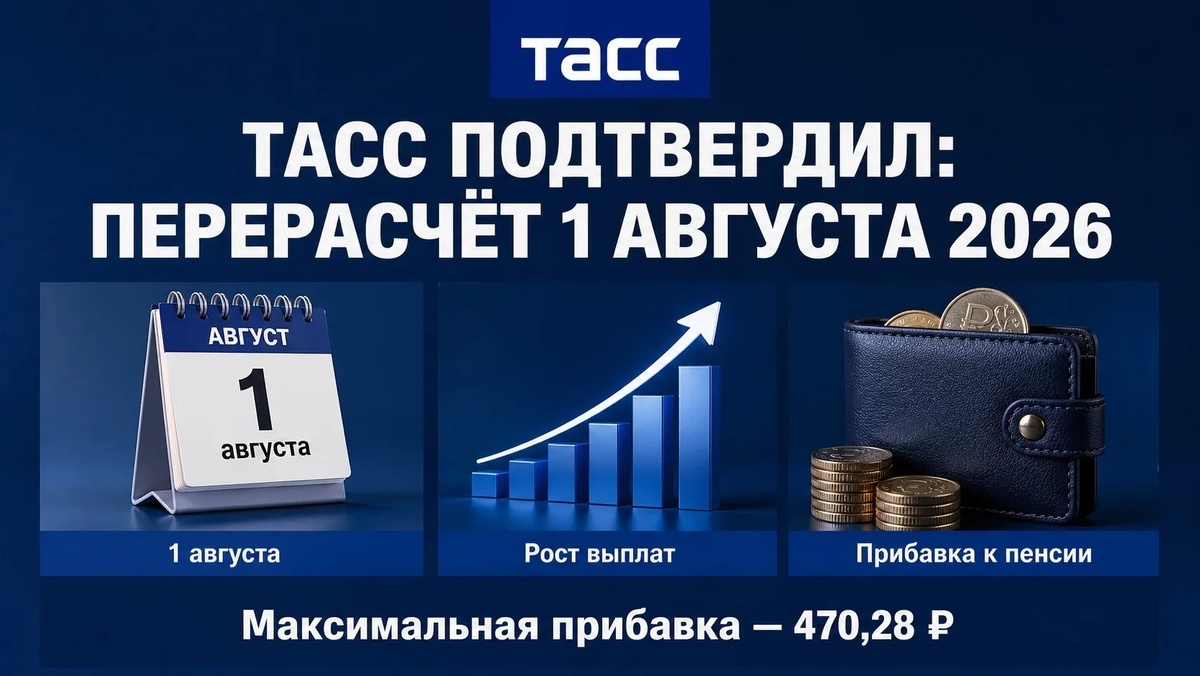 Официально: ТАСС подтвердил ежегодный перерасчёт пенсий работающим с 1 августа. В статье — кому, сколько и как.