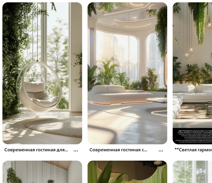 Биофильный интерьер в гостиной. Идеи с Pinterest