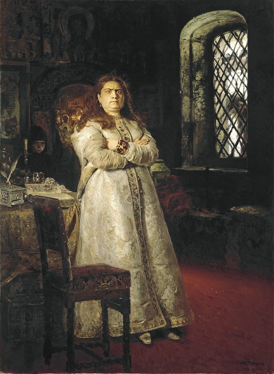 И. Е. Репин «Царевна Софья», 1878 –1879 годы. Холст, масло. Размеры: 204,5х147,7 см. Государственная Третьяковская галерея. Фото картины взято из открытого источника.