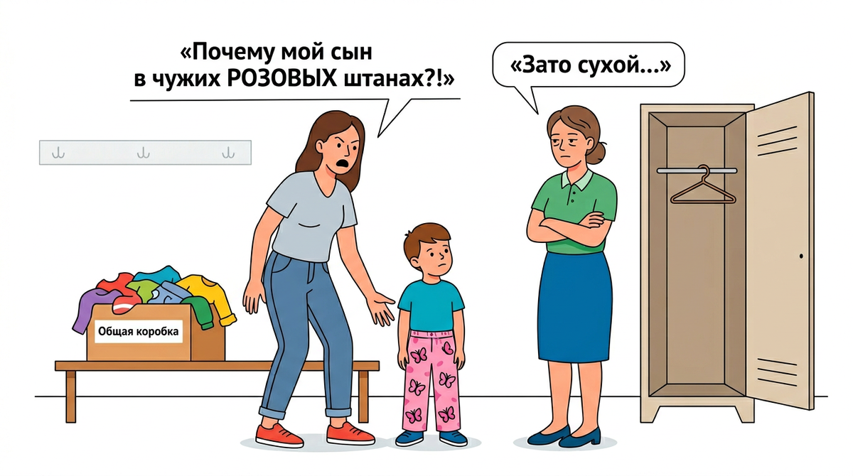 «Надо было запасные приносить» — сына в саду переодели в чужие штаны после аварии. К тому же они розовые, с бабочками.  Я возмутилась, а воспитатель ответила, что сама виновата