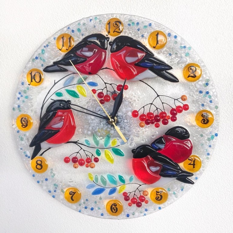Часы "Снегири", 30 см
