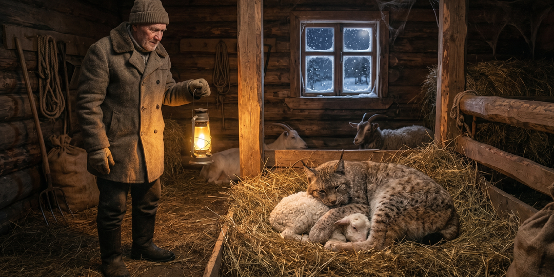Увидев, что рысь забрела в хлев к овцам, фермер схватил ружье, но едва он заглянул внутрь...