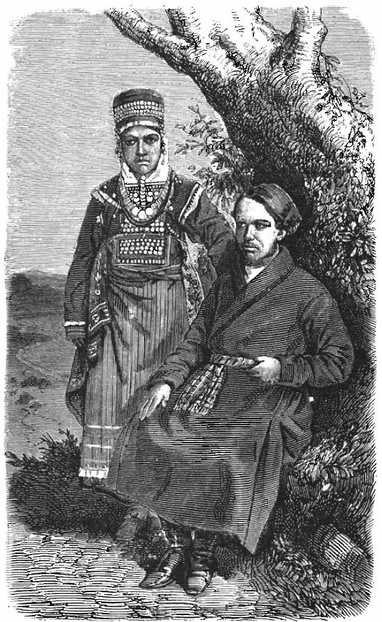 Зажиточный чувашин с женой (из журнала «Нива», №30 за 1871 год)